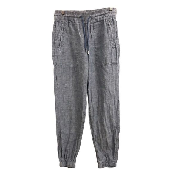 Athleta Cabo Linen Jogger High-rise Pull-on Pants blue sz 2 nautical athleisure - Picture 1 of 7